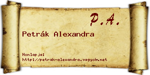 Petrák Alexandra névjegykártya